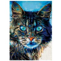 Klasické drevené puzzle - Tmavo farebná mačka, A3