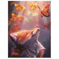 Diamantové maľovanie - Líška s motýľmi, 20 x 30
