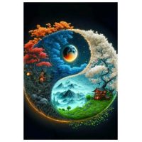 Diamantové maľovanie s diamantmi v tvare štvorca - Yin Yang 4, 40 x 50