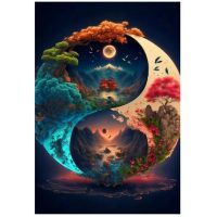 Diamantové maľovanie s diamantmi v tvare štvorca - Yin Yang 2, 40 x 50