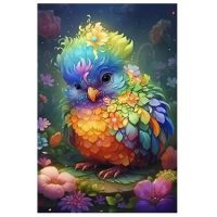 Diamantové maľovanie s guľatými diamantmi - Farebný vtáčik, 50 x 40