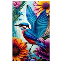 Diamantové maľovanie s okrúhlymi diamantmi - Kolibrík, 50 x 40