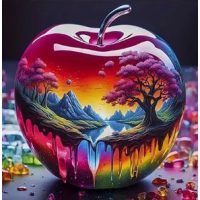 Diamantové maľovanie s diamantmi v tvare štvorca - Jablko, 40 x 40
