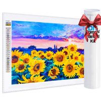 Diamantové maľovanie s okrúhlymi diamantmi - Slnečnica, 25 x 35