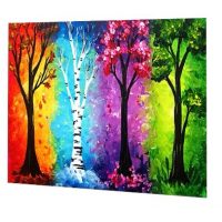 Diamantové maľovanie s okrúhlymi diamantmi - Ročné obdobia, stromy 40 x 50
