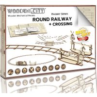 WOODEN CITY 3D puzzle - Kruhové koľaje s prejazdom, 159 dielov