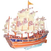 WOODEN TOY WCK 3D puzzle - Plachetnica Dynastia Ming, farebná