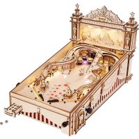 ROBOTIME Roker Svietiace 3D drevené puzzle - Hrací automat Pinball, 482 dielikov