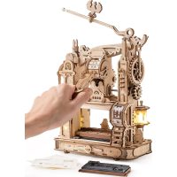 ROBOTIME Roker Svietiace 3D drevené puzzle - Klasický tlačiarenský stroj, 303 dielikov