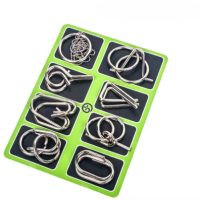 Kovové hlavolamy - 8 dielikov, zelená