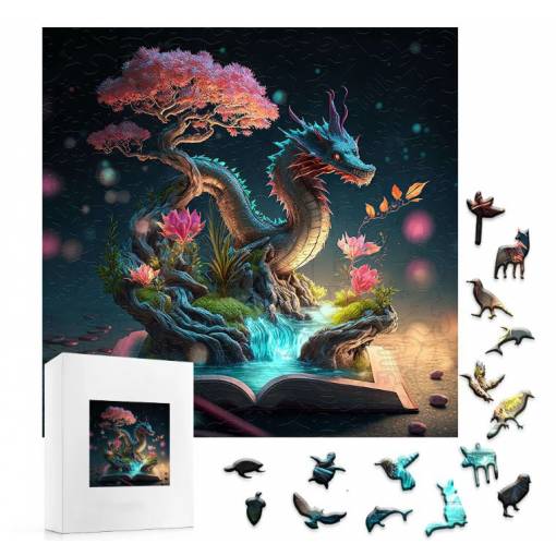 Foto - Klasické drevené puzzle - Mysterious dragon, A4