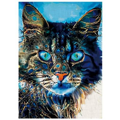 Foto - Klasické drevené puzzle - Tmavo farebná mačka, A3