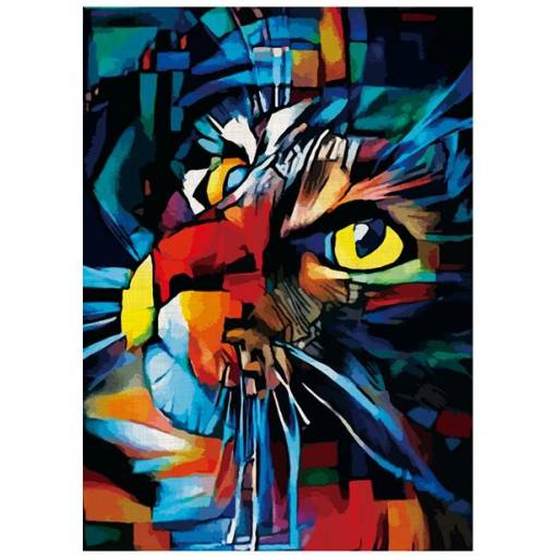 Foto - Klasické drevené puzzle - Svietivo farebná mačka, A4