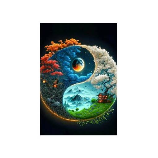 Foto - Diamantové maľovanie s diamantmi v tvare štvorca - Yin Yang 4, 40 x 50