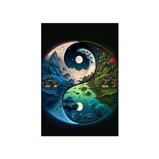 Foto - Diamantové maľovanie s okrúhlymi diamantmi - Yin Yang 1, 40 x 50