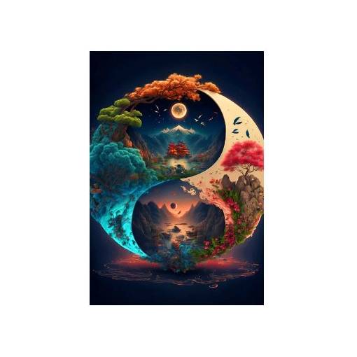 Foto - Diamantové maľovanie s diamantmi v tvare štvorca - Yin Yang 2, 40 x 50