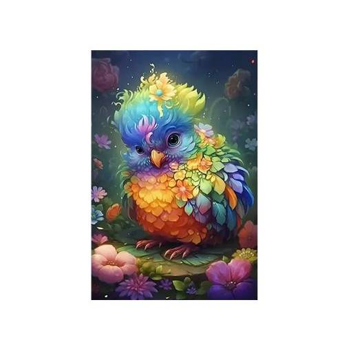 Foto - Diamantové maľovanie s guľatými diamantmi - Farebný vtáčik, 50 x 40