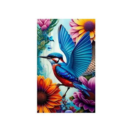 Foto - Diamantové maľovanie s okrúhlymi diamantmi - Kolibrík, 50 x 40