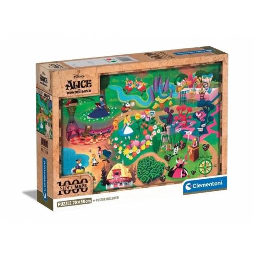 Foto - Clementoni rozprávkové puzzle - Alice in wonderland máp, 1000 dielikov