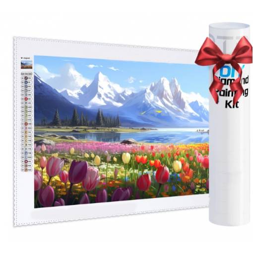Foto - Diamantové maľovanie s guľatými diamantmi - Horská príroda, 25 x 35
