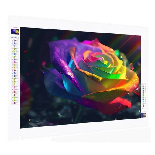 Foto - Diamantové maľovanie s okrúhlymi diamantmi - Dúhová ruža, 35 x 50