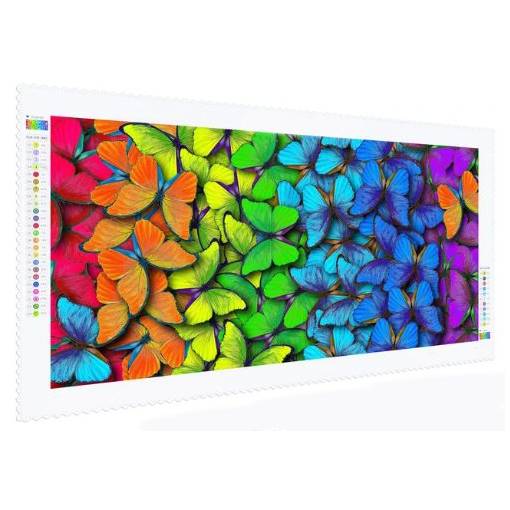 Foto - Diamantové maľovanie s guľatými diamantmi - Dúhový motýle, 33 x 66