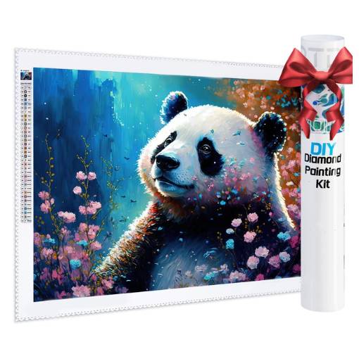 Foto - Diamantové maľovanie s okrúhlymi diamantmi - Panda, 35 x 50