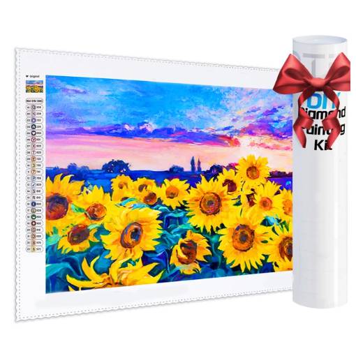 Foto - Diamantové maľovanie s okrúhlymi diamantmi - Slnečnica, 50 x 70