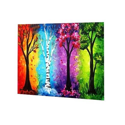 Foto - Diamantové maľovanie s okrúhlymi diamantmi - Ročné obdobia, stromy 40 x 50