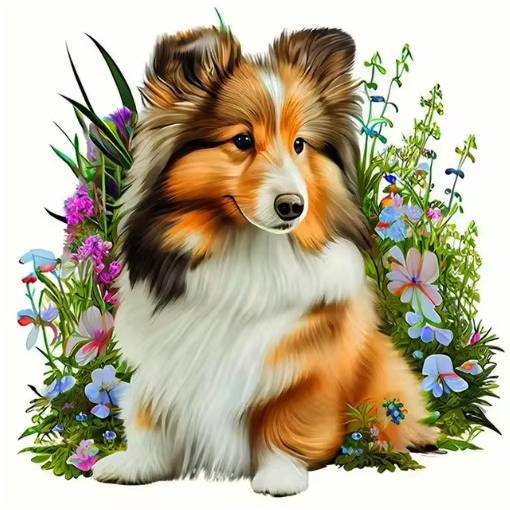 Foto - Diamantové maľovanie s diamantmi v tvare štvorca - Pes 2268, 30 x 30