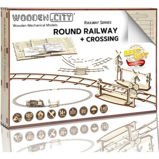 Foto - WOODEN CITY 3D puzzle - Kruhové koľaje s prejazdom, 159 dielov
