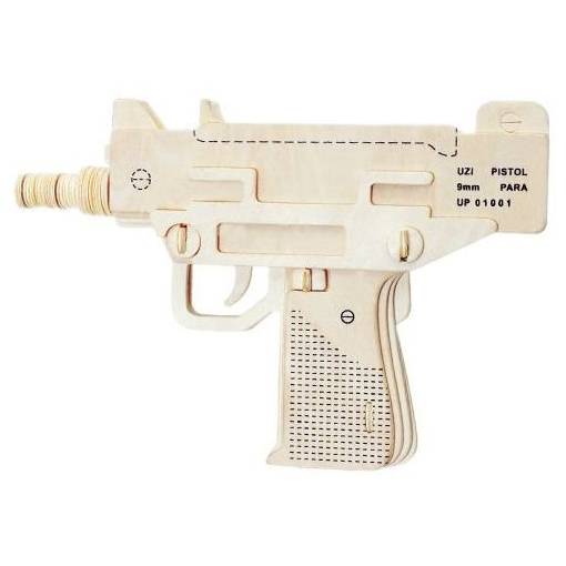 Foto - WOODEN TOY WCK 3D puzzle - Pištoľ UZI, 9 mm