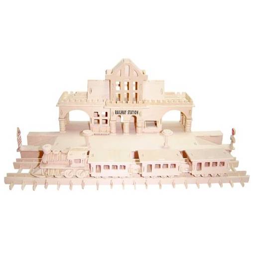 Foto - WOODEN TOY WCK 3D puzzle - Vlaková stanica s vlakom