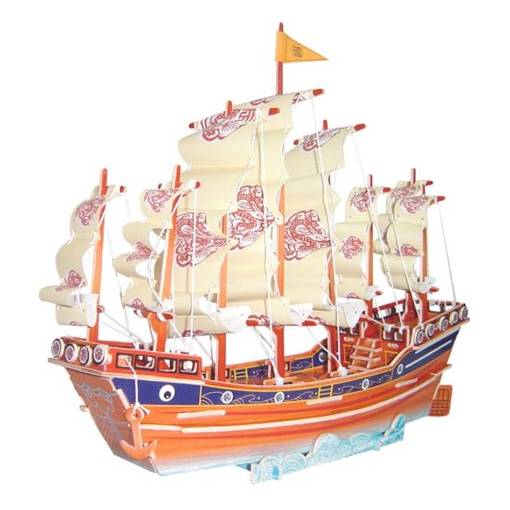 Foto - WOODEN TOY WCK 3D puzzle - Plachetnica Dynastia Ming, farebná