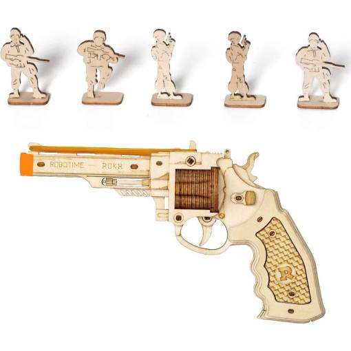 Foto - ROBOTIME Roker 3D drevené puzzle - Revolver Corsac M60, 102 dielikov