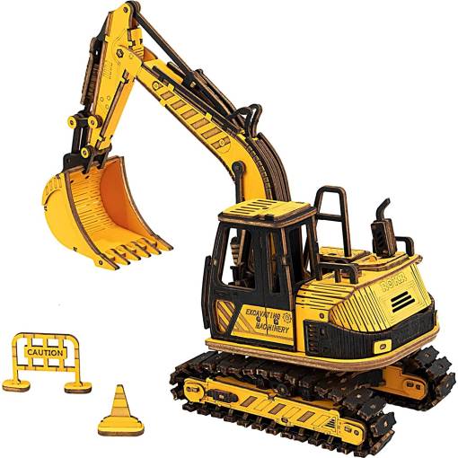 Foto - ROBOTIME Roker 3D drevené puzzle - Bager, 395 dielikov