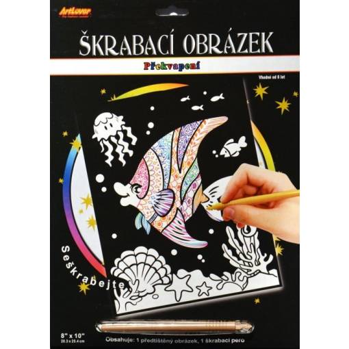 Foto - ARTLOVER Škrabací obrázok s prekvapením - Veselá rybka, 20 x 25 cm