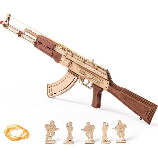 Foto - ROBOTIME Roker 3D drevené puzzle - AK-47 Assault Rifle, 315 dielikov