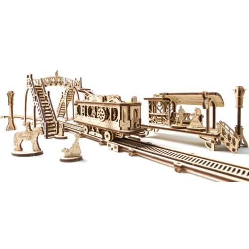 Foto - UGEARS 3D puzzle - Električková linka, 284 dielikov
